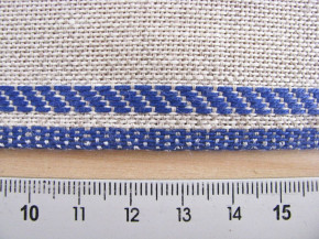 1m Leinen-Stickband in natur-leinen mit Kante in blau - 11cm