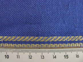 1m Leinen-Stickband in königs-blau mit Gold-Kante - 6,8cm